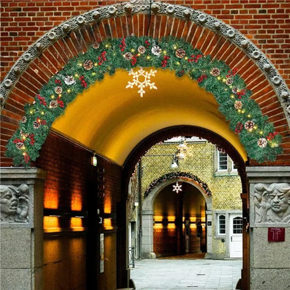 9 Foot Christmas Lighted Garland, Christmas Garland with Lights, Pre Lit Garland